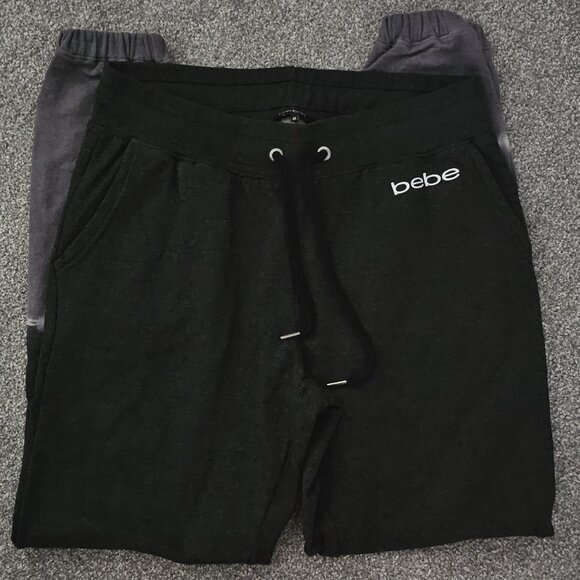 BEBE SPORT dark gray SWEATPANTS tie-dye WHITE light gray POCKETS - Picture 3 of 11